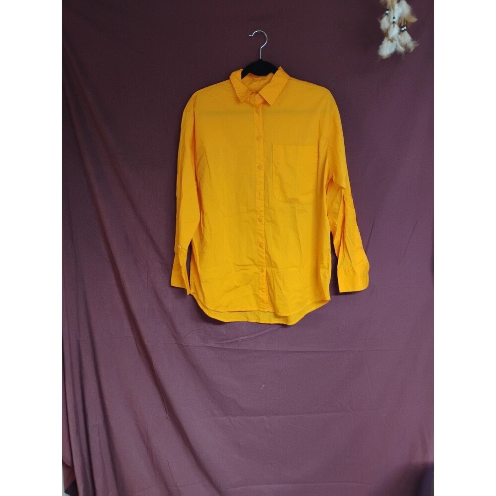A New Day Women's Small Orange Long Sleeve Button Down Top